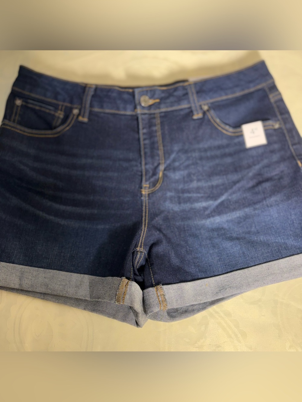 NWT- Time and Tru Dark Blue Rolled Cuff Denim Shorts